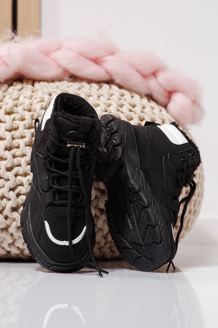 Ghete copii imblanite negre din piele ecologica Aris #23170