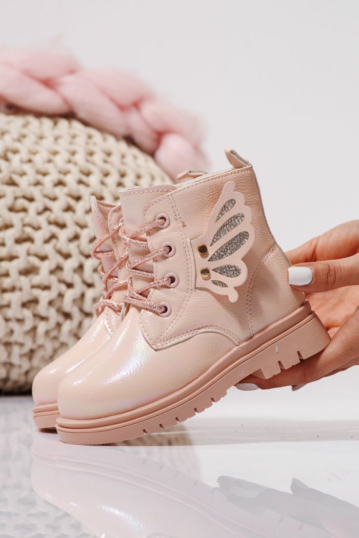 Ghete fete imblanite roz din piele ecologica Melania #23142