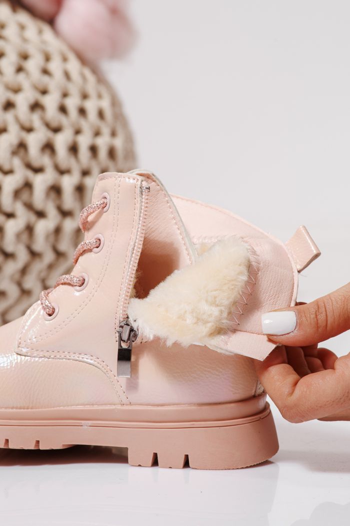 Ghete fete imblanite roz din piele ecologica Melania #23142