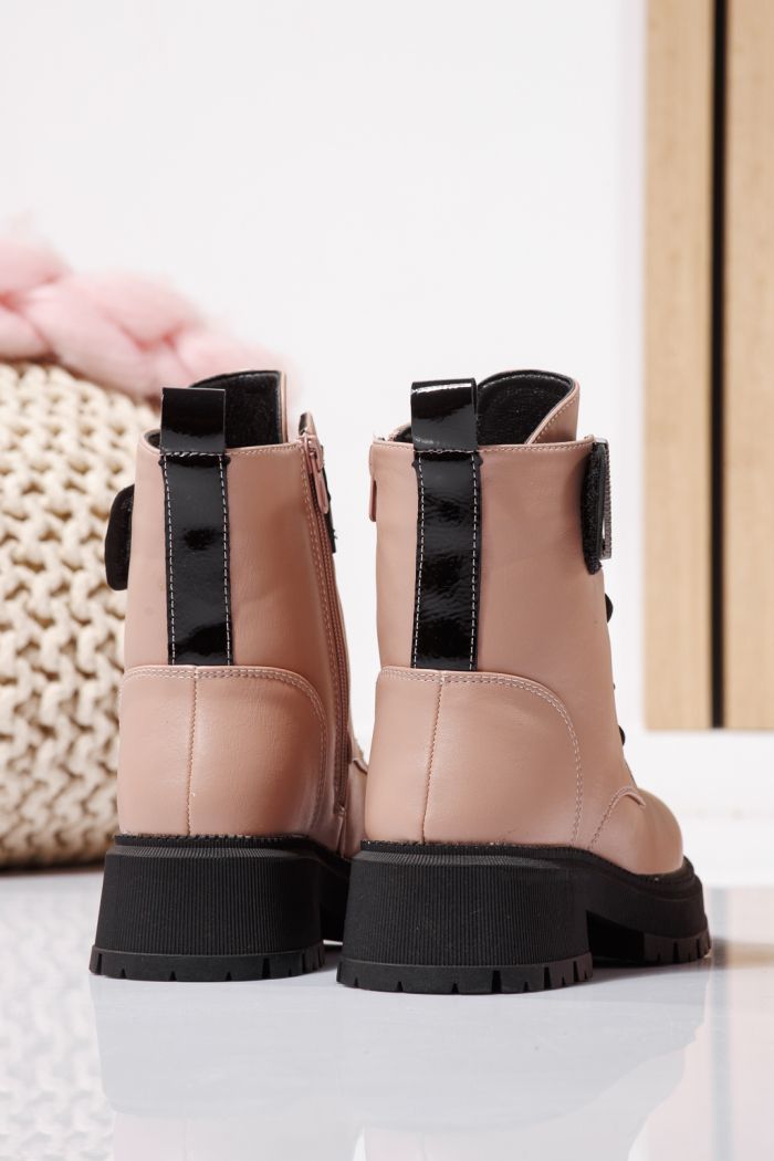 Ghete fete imblanite roz din piele ecologica Alisa #23109