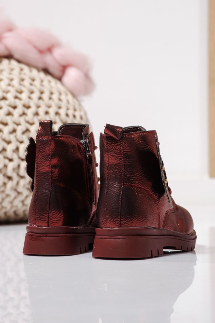 Ghete fete imblanite rosii din piele ecologica Melania #23143