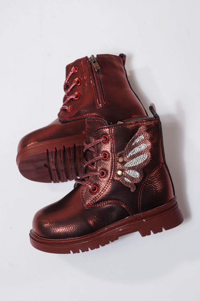 Ghete fete imblanite rosii din piele ecologica Melania #23143