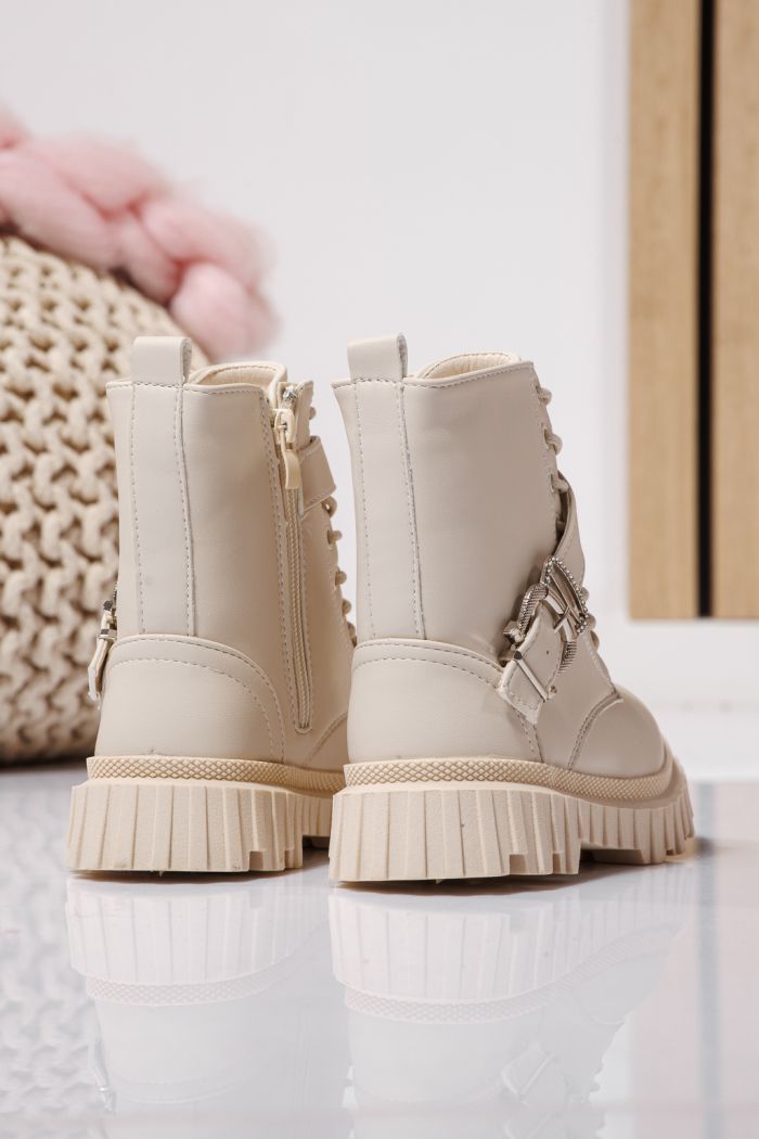 Ghete fete imblanite bej din piele ecologica Edith #23123