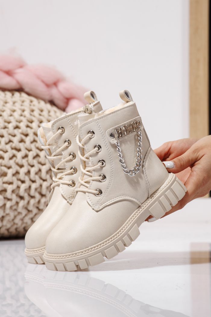 Ghete fete imblanite bej din piele ecologica Xenia #23148