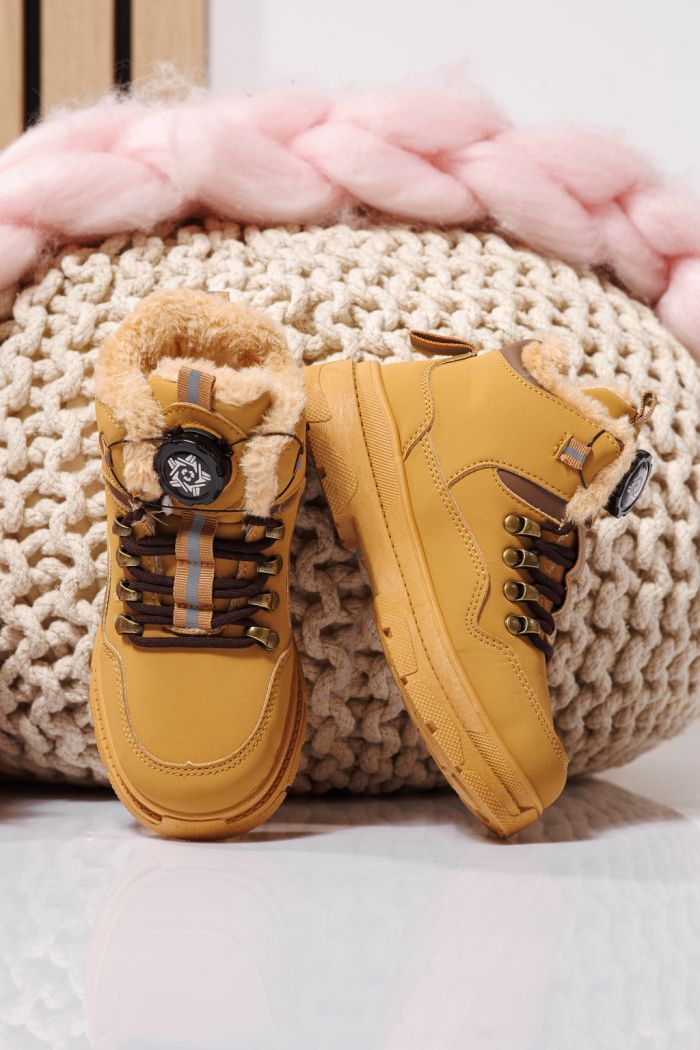 Ghete copii imblanite khaki din piele ecologica Akira #23146