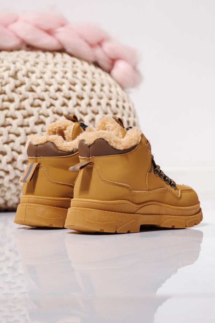 Ghete copii imblanite khaki din piele ecologica Akira #23146