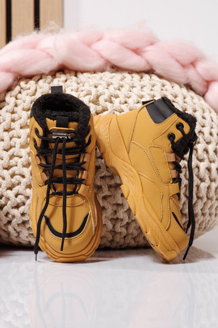 Ghete copii imblanite khaki din piele ecologica Aris #23145