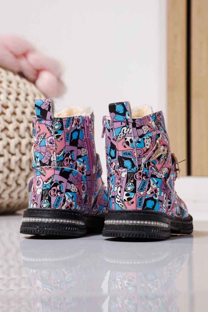 Ghete fete imblanite mov din piele ecologica Eliza #23132