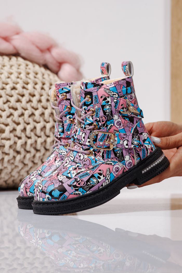 Ghete fete imblanite mov din piele ecologica Eliza #23129