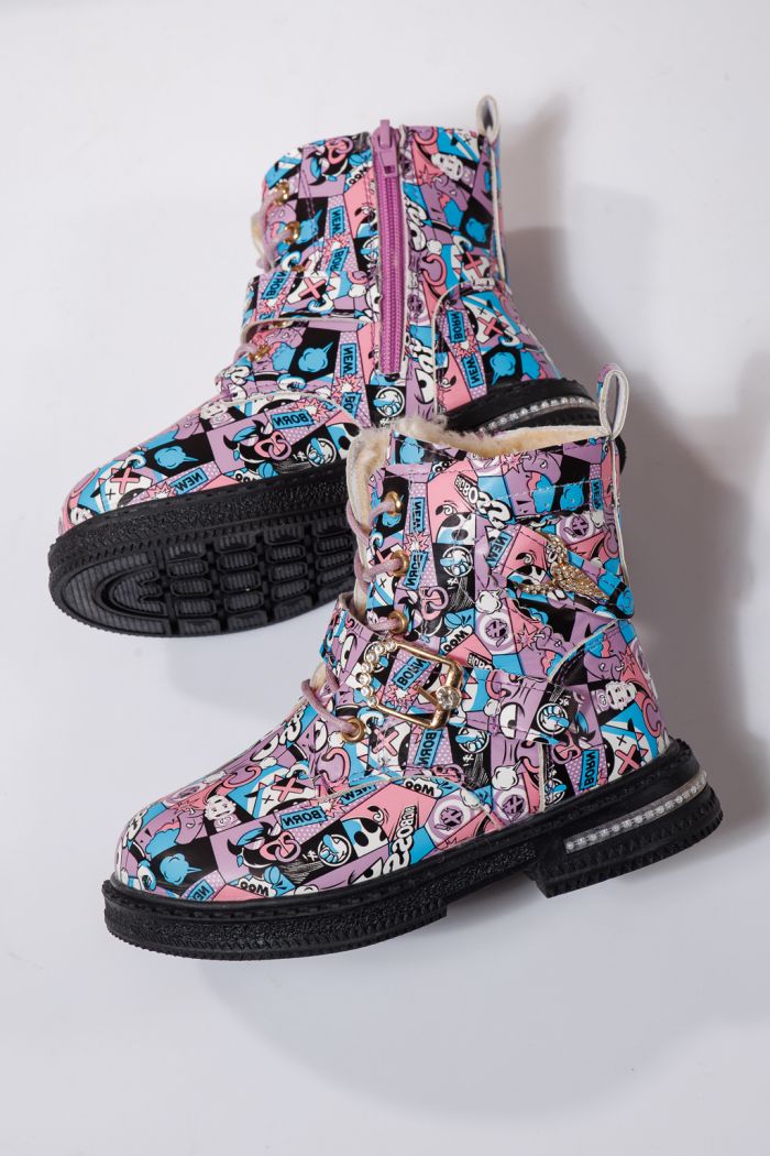 Ghete fete imblanite mov din piele ecologica Eliza #23129