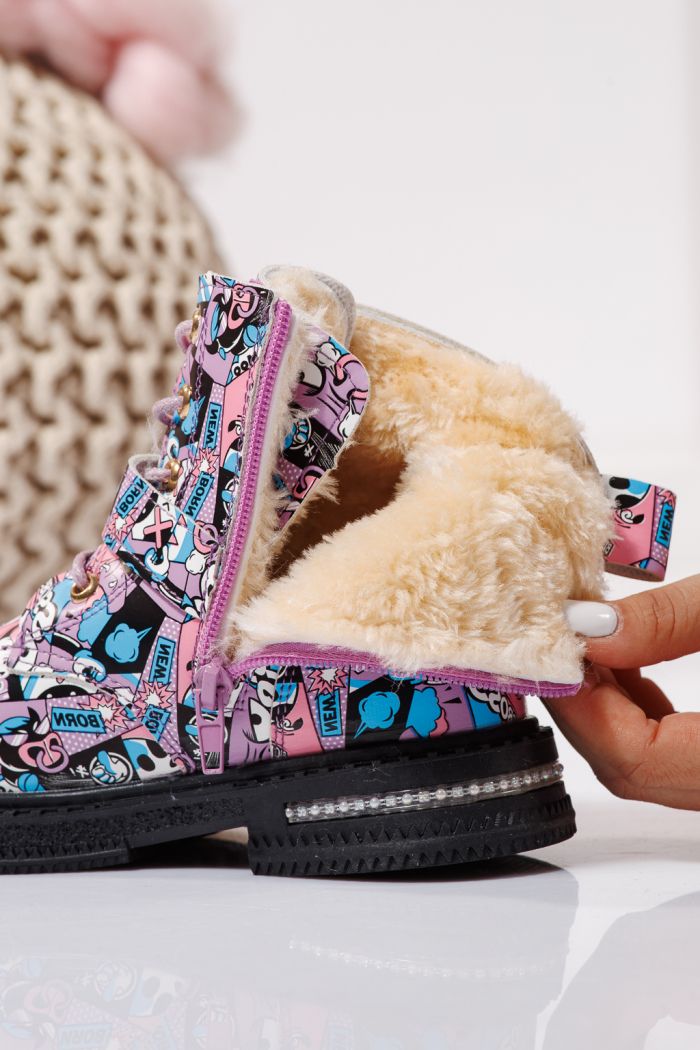 Ghete fete imblanite mov din piele ecologica Eliza #23129