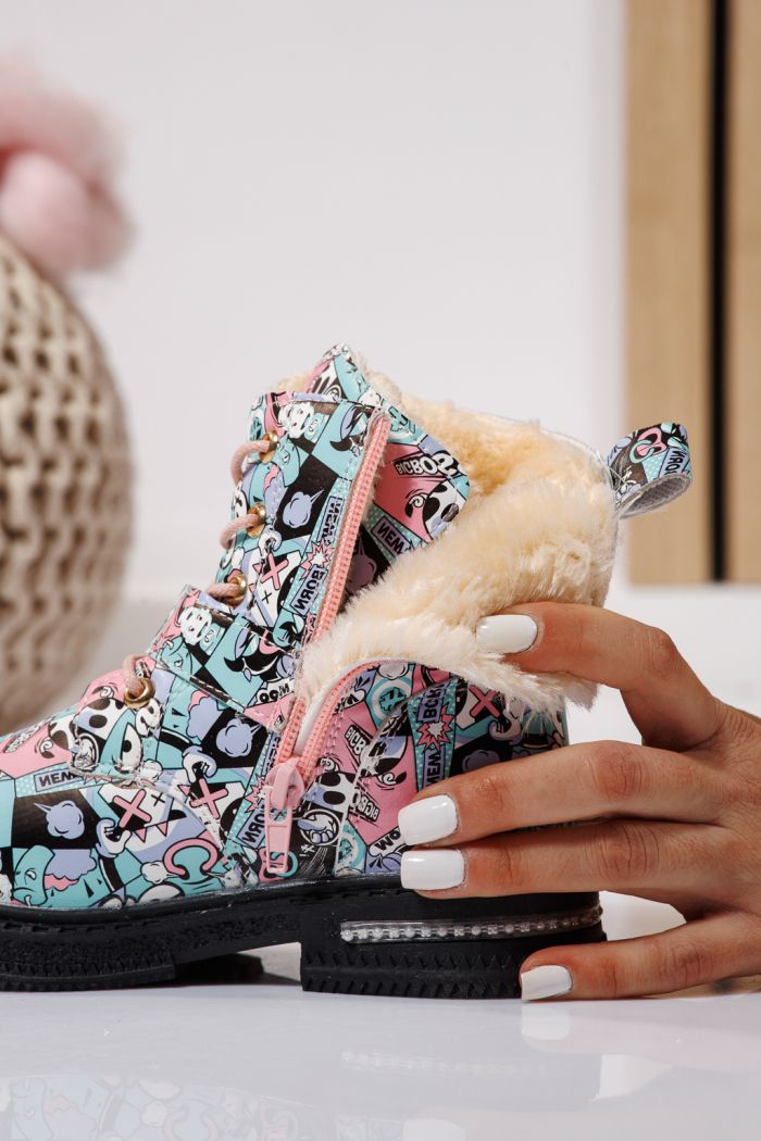 Ghete fete imblanite roz din piele ecologica Eliza #23131