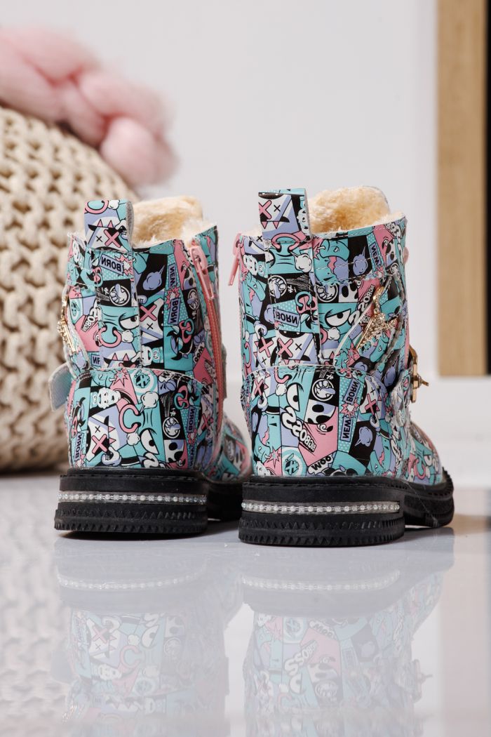 Ghete fete imblanite roz  din piele ecologica Eliza #23128