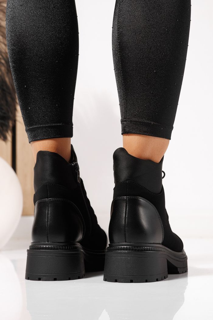 Ghete dama îmblanite negre din piele ecologica Nami #23055