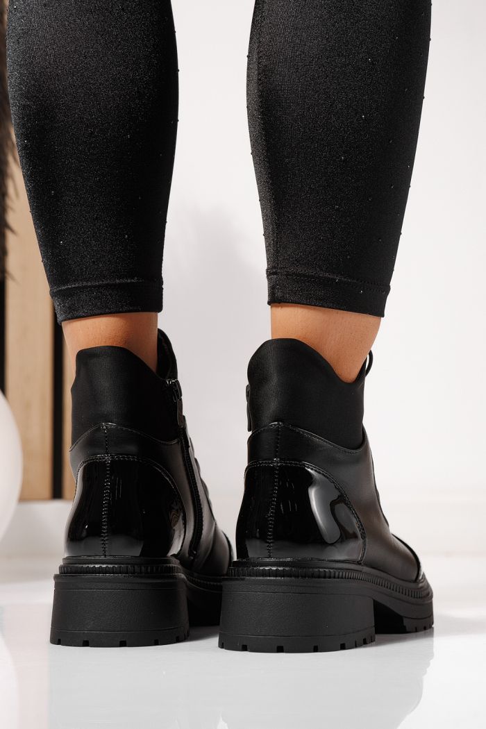 Ghete dama îmblanite negre din piele ecologica lacuita Nami #23056