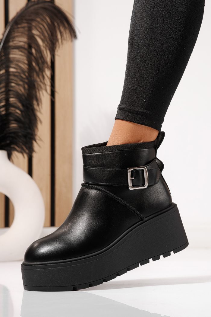 Ghete dama îmblanite negre din piele ecologica June #23084