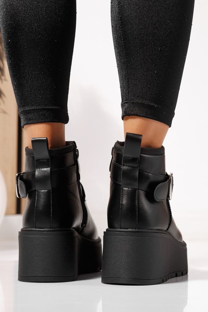 Ghete dama îmblanite negre din piele ecologica June #23084