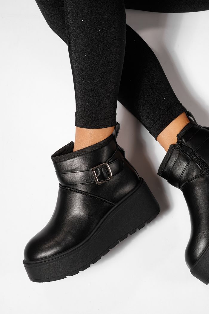 Ghete dama îmblanite negre din piele ecologica June #23084