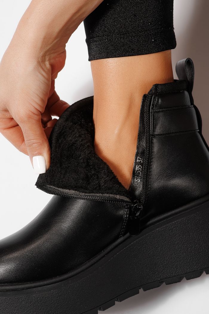 Ghete dama îmblanite negre din piele ecologica June #23084