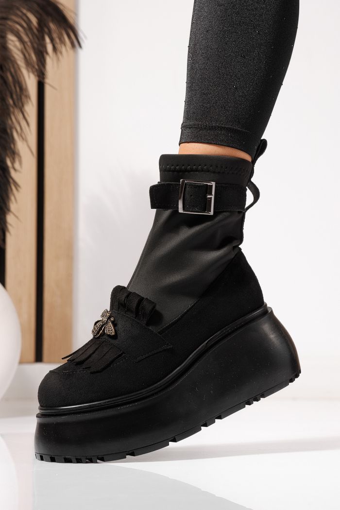 Ghete dama captusite negre din piele ecologica intoarsa Venus #23160