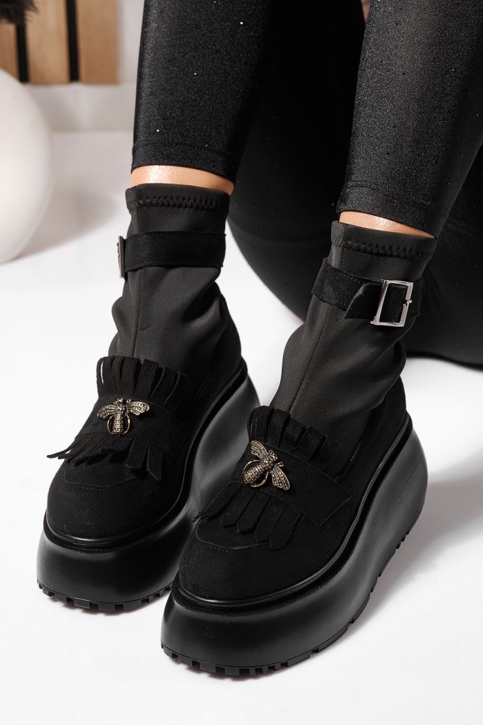 Ghete dama captusite negre din piele ecologica intoarsa Venus #23160