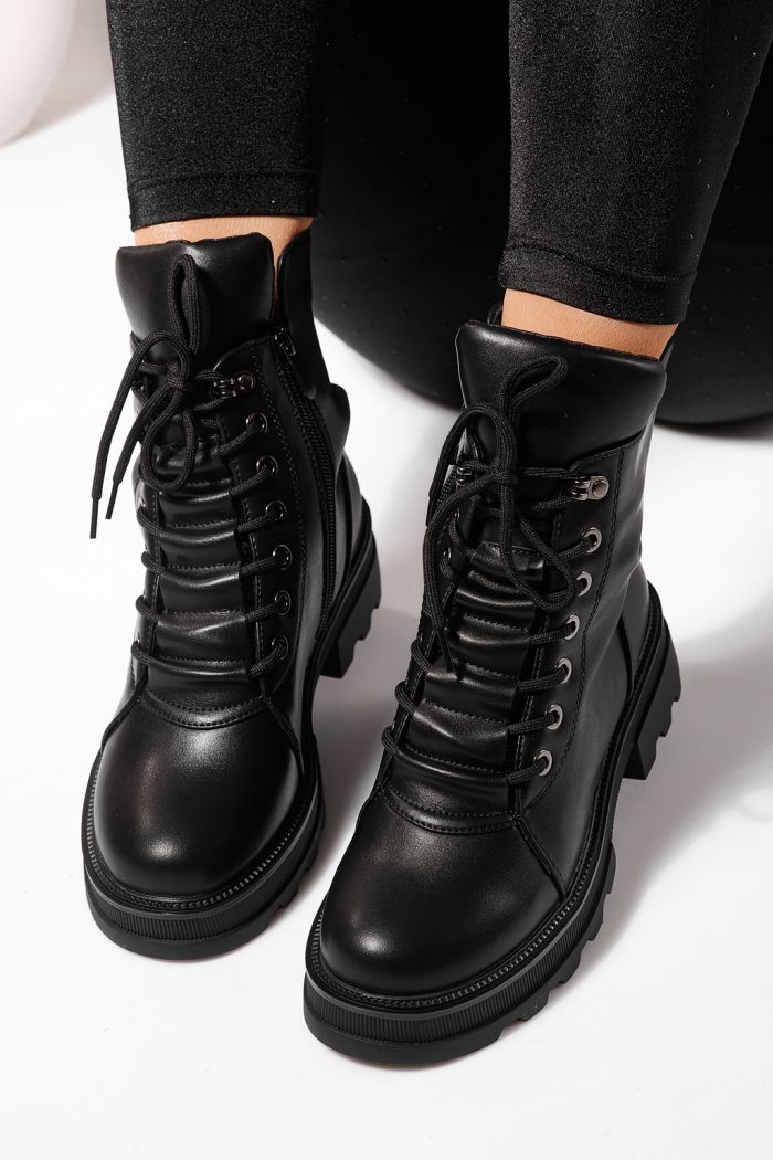 Ghete dama îmblanite negre din piele ecologica Kiara #23089