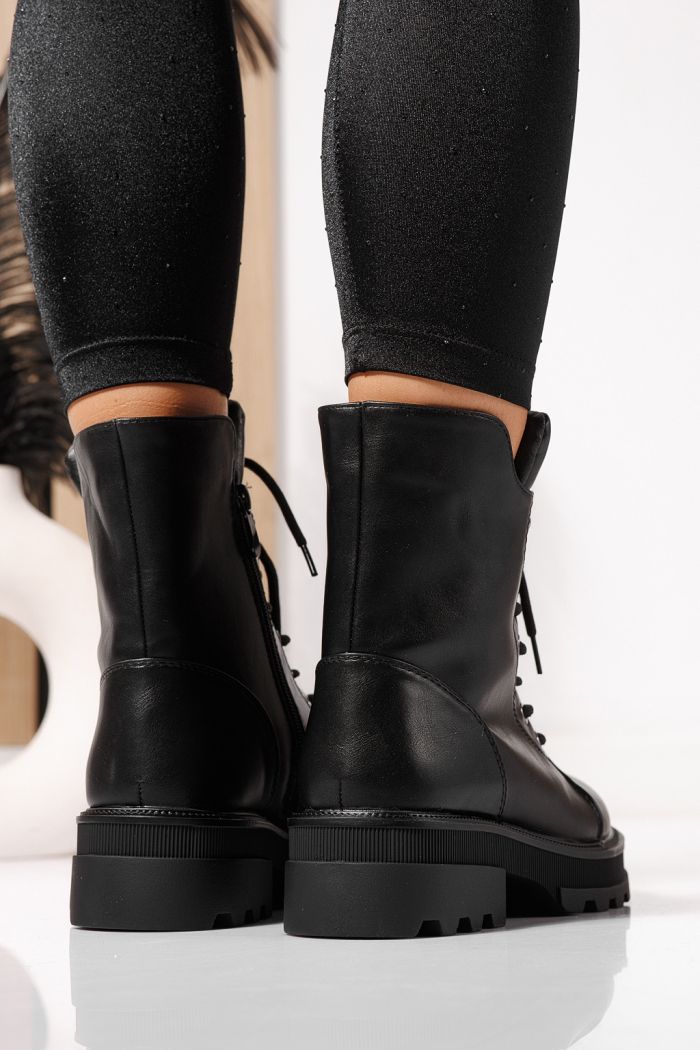 Ghete dama îmblanite negre din piele ecologica Kiara #23089