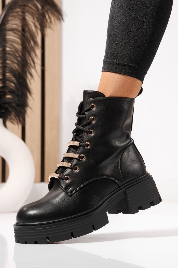 Ghete dama îmblanite negre din piele ecologica Julia #23086