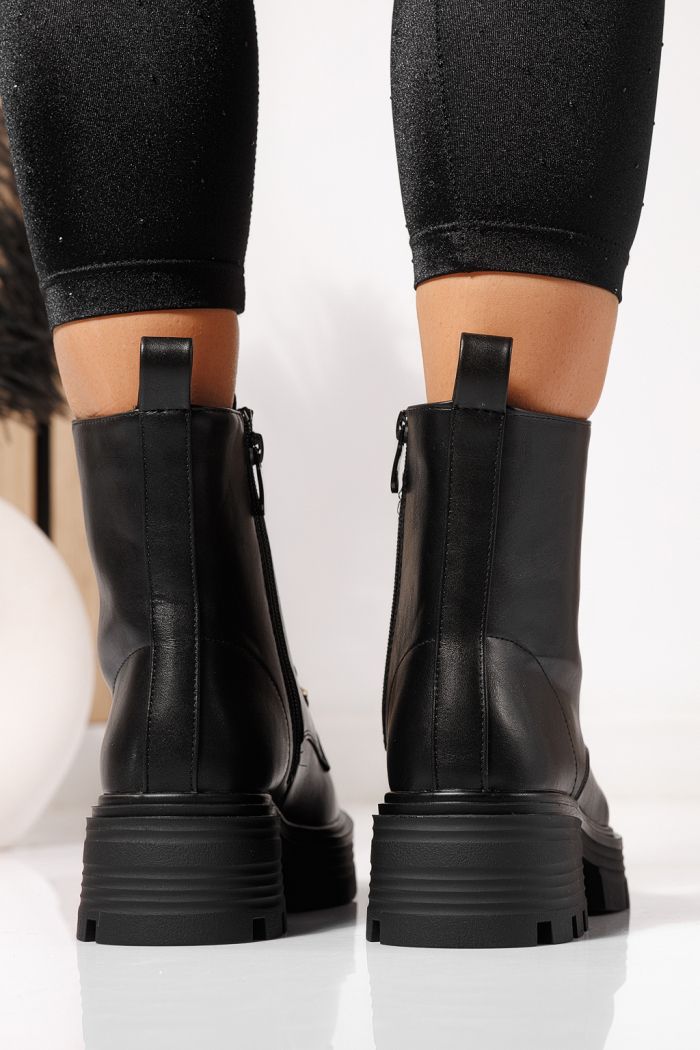 Ghete dama îmblanite negre din piele ecologica Julia #23086