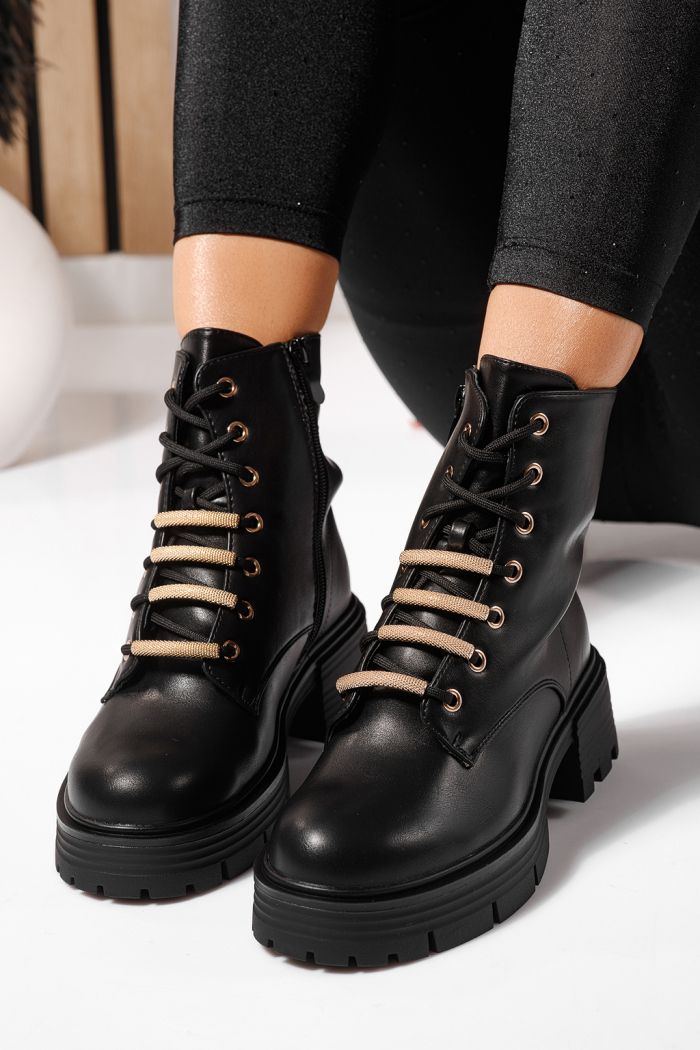 Ghete dama îmblanite negre din piele ecologica Julia #23086