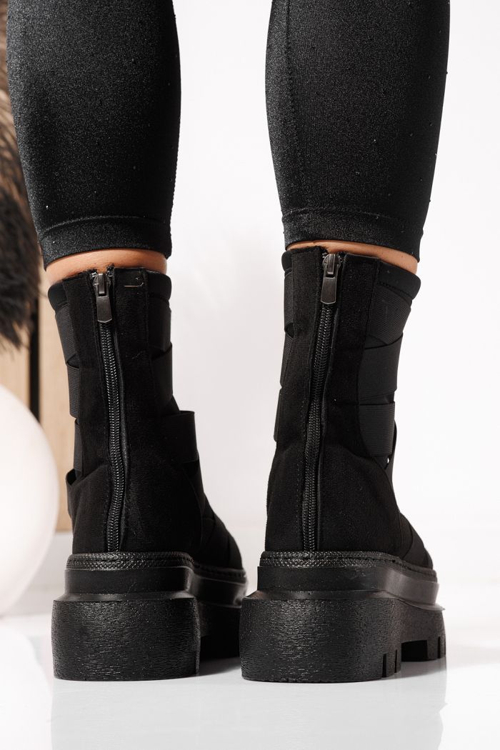 Ghete dama îmblanite negre din piele ecologica intoarsa Julia #23177