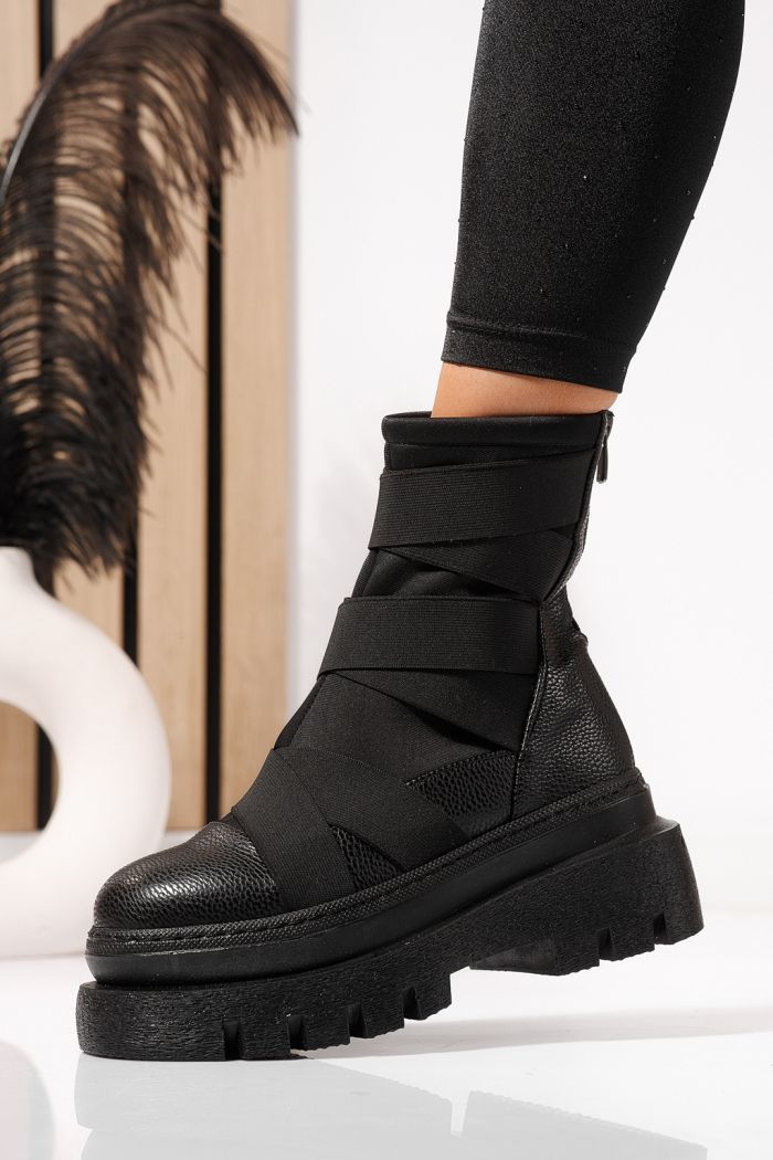 Ghete dama îmblanite negre din piele ecologica Julia #23176