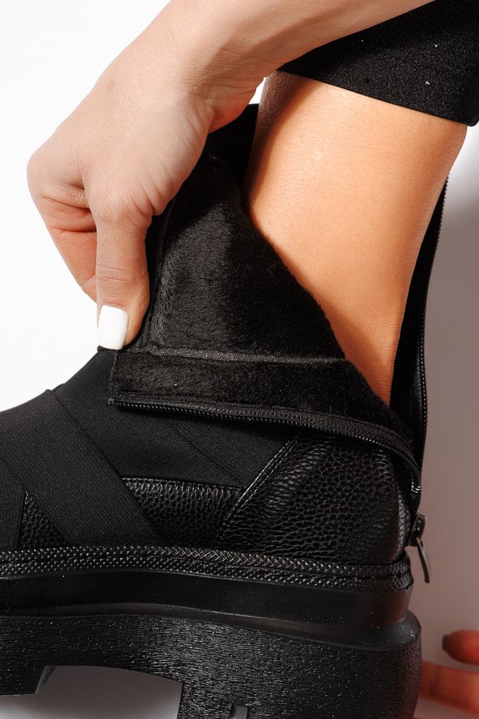 Ghete dama îmblanite negre din piele ecologica Julia #23176