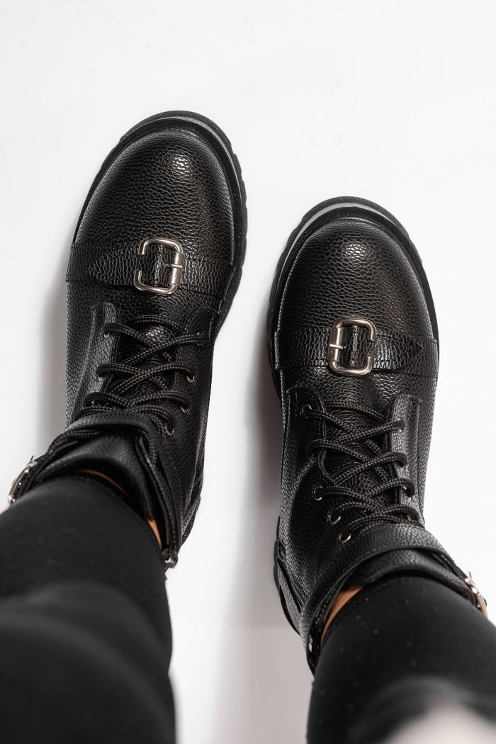 Ghete dama îmblanite negre din piele ecologica Joplin #23175