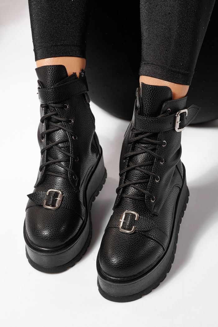 Ghete dama îmblanite negre din piele ecologica Joplin #23175