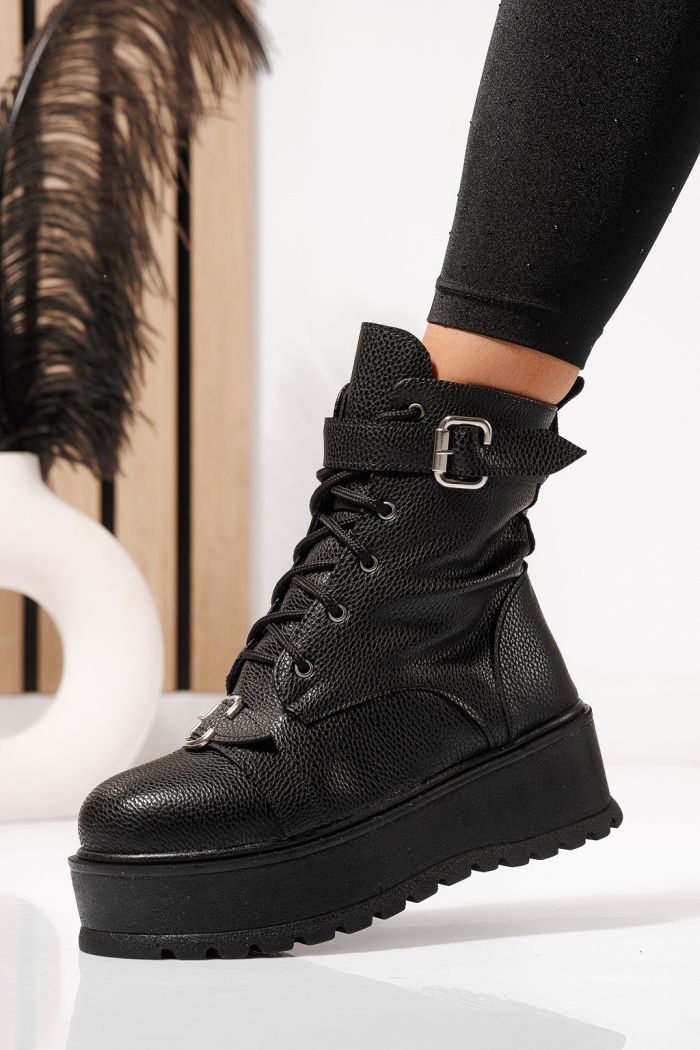 Ghete dama îmblanite negre din piele ecologica Joplin #23175