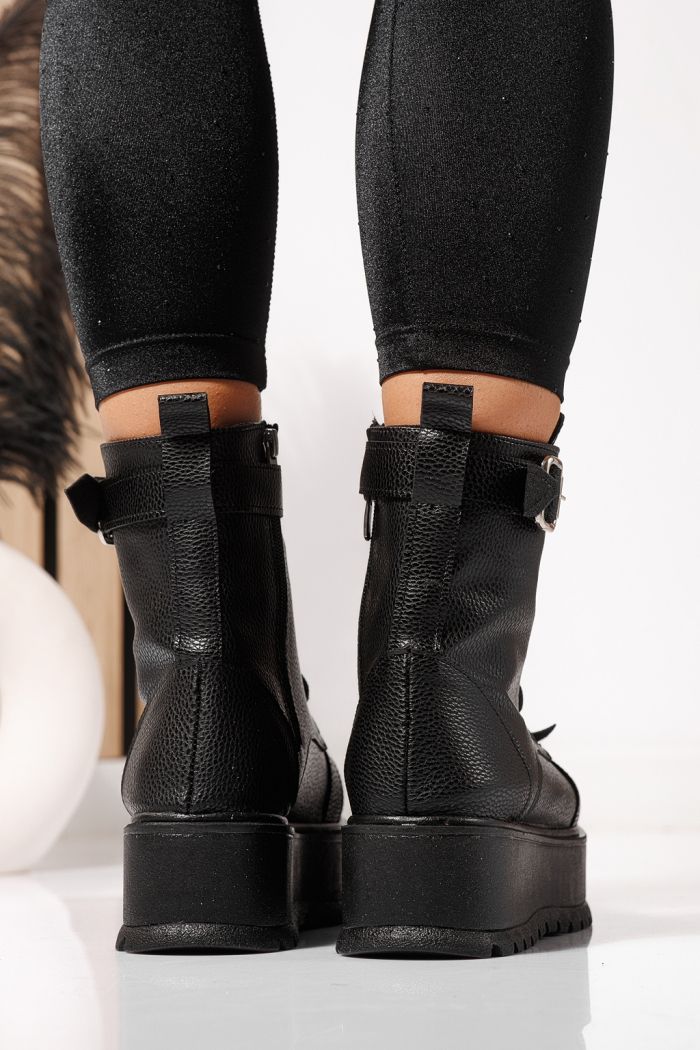 Ghete dama îmblanite negre din piele ecologica Joplin #23175