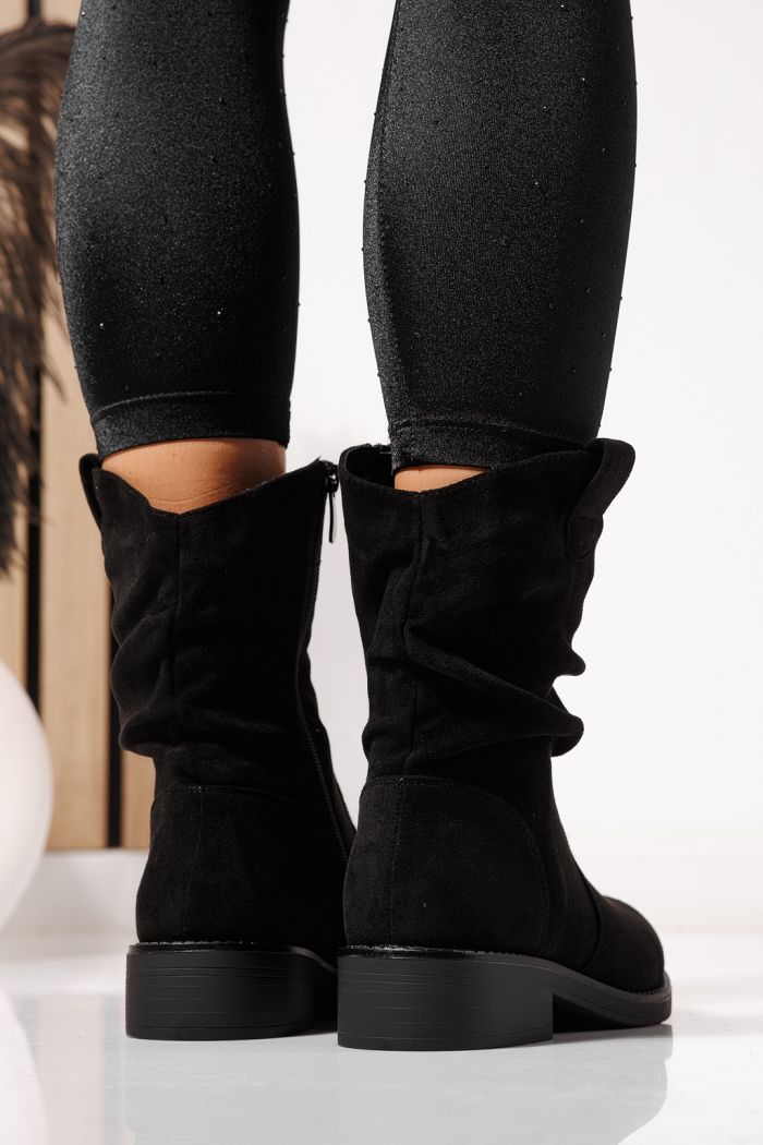 Ghete dama îmblanite negre din piele ecologica intoarsa Lumi #23091