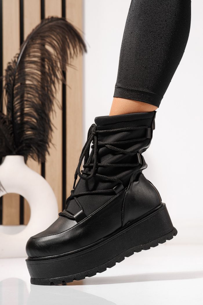 Ghete dama captusite negre din piele ecologica Yvette #23163