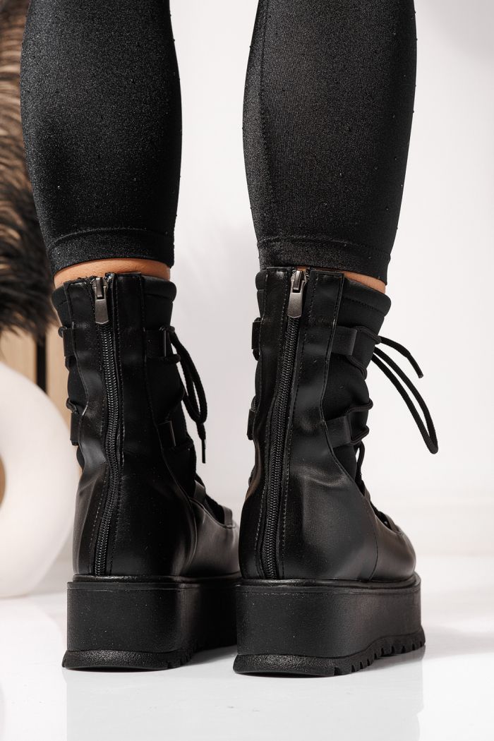 Ghete dama captusite negre din piele ecologica Yvette #23163