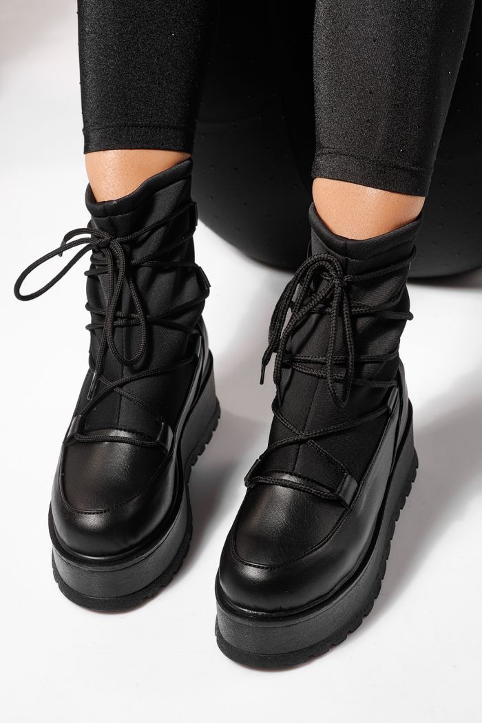 Ghete dama captusite negre din piele ecologica Yvette #23163