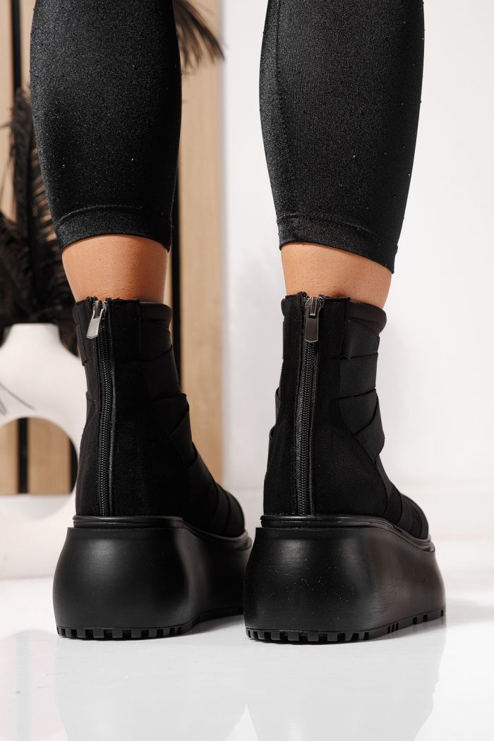 Ghete dama captusite negre din piele ecologica intoarsa Ines #23166