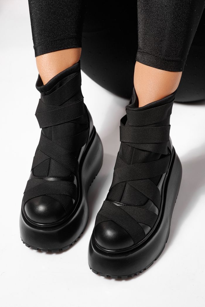 Ghete dama captusite negre din piele ecologica Ines #23167