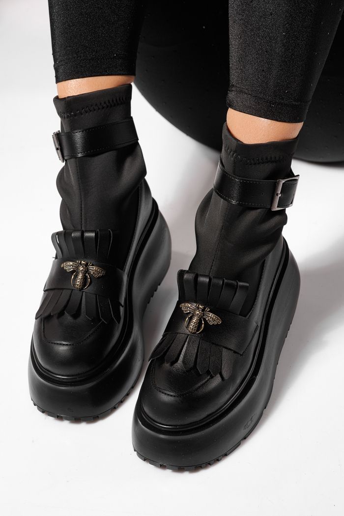 Ghete dama captusite negre din piele ecologica Venus #23161