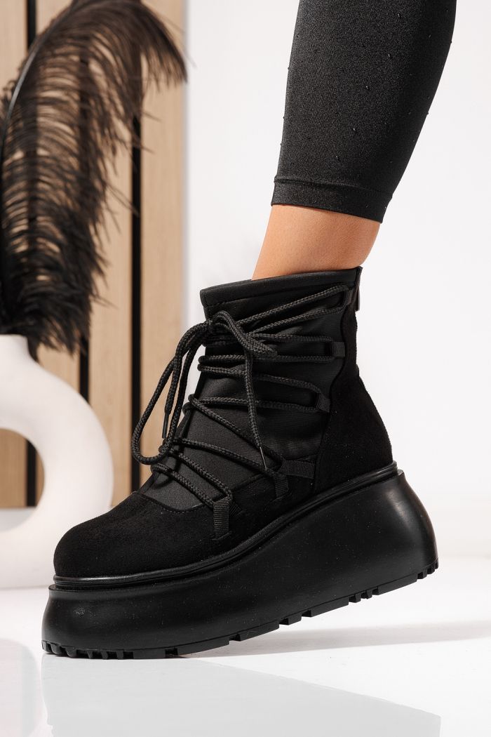 Ghete dama captusite negre din piele ecologica intoarsa  Ingrid #23165