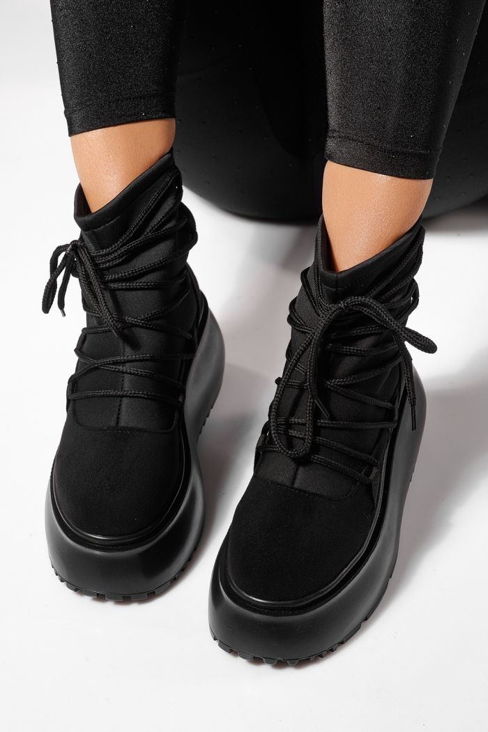 Ghete dama captusite negre din piele ecologica intoarsa  Ingrid #23165