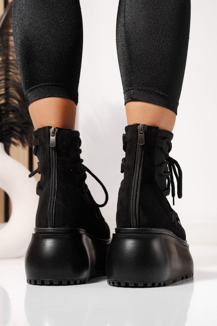 Ghete dama captusite negre din piele ecologica intoarsa  Ingrid #23165