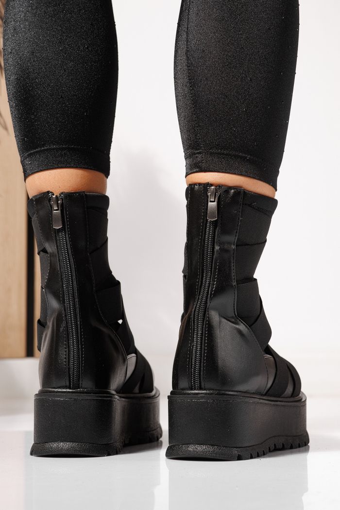 Ghete dama îmblanite negre din piele ecologica Ellis #23173