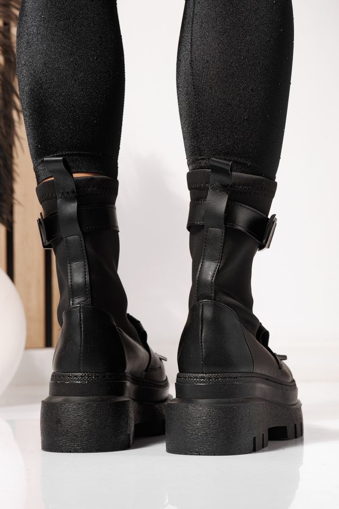 Ghete dama captusite negre din piele ecologica Floris #23169