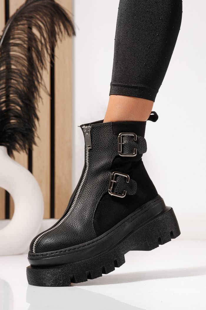 Ghete dama îmblanite negre din piele ecologica Eniko #23171